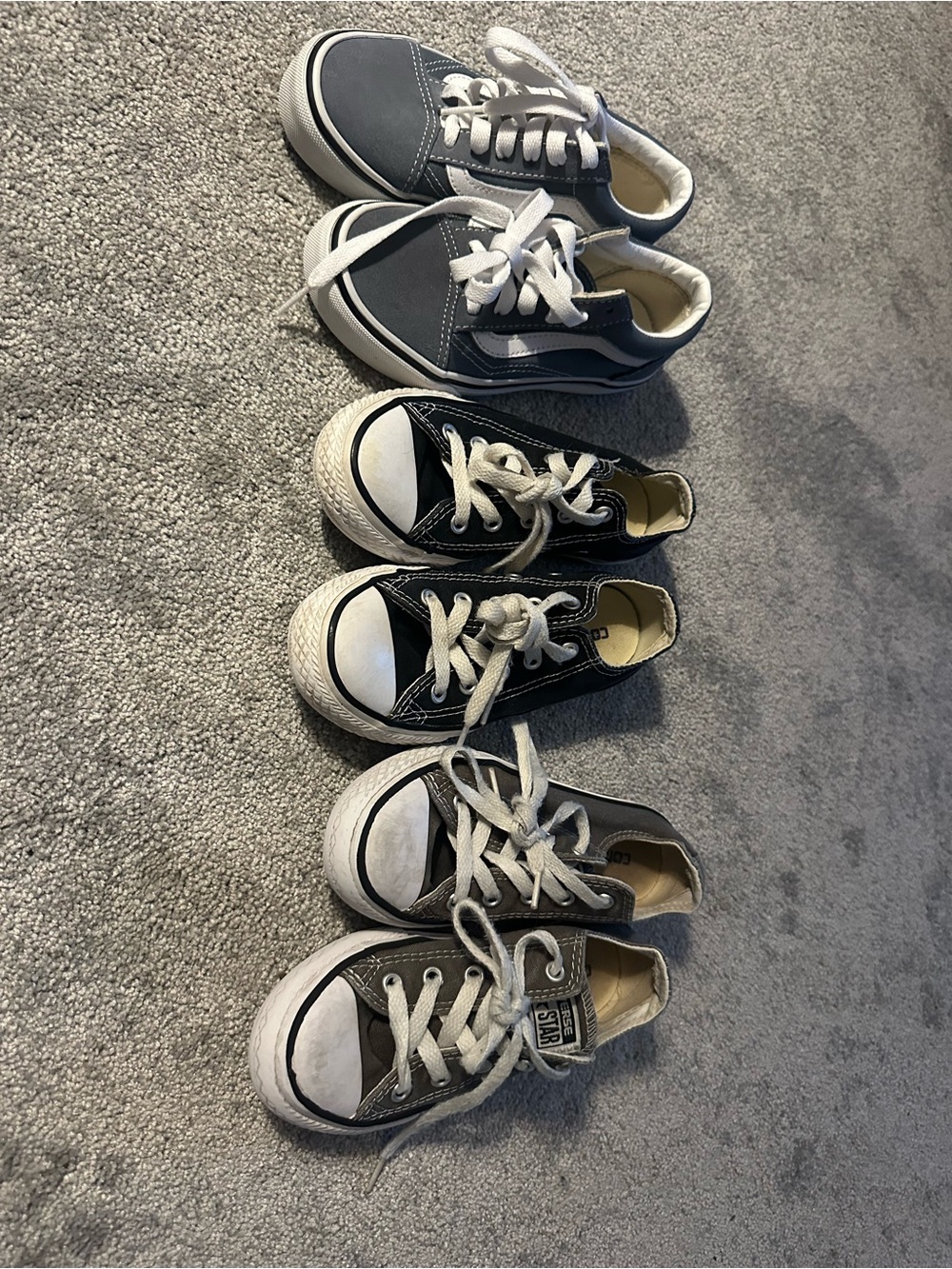 Kids sneaker lot - 2 converse low-tops and one brand new pair of vans